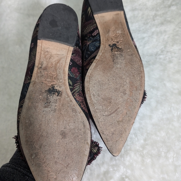 Embroidered Pointed Toe Leather Sole Flats - Picture 4 of 5